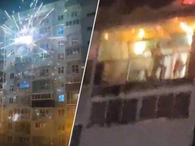 Многоэтажка загорелась в Новосибирске из-за фейерверка