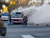 В центре столицы Крыма загорелся рейсовый автобус (фото)