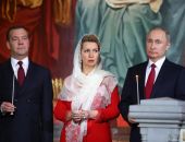 Путин и Медведев посетили пасхальное служение в храме Христа Спасителя  