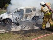 В Крыму во время движения загорелся легковой автомобиль