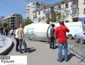 В центре Симферополя от бетономешалки отвалилась бочка